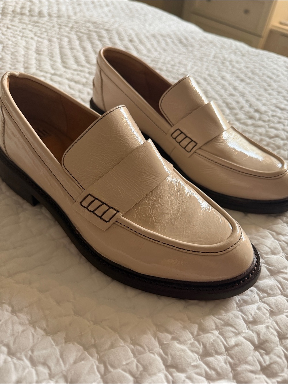 Sofft Women's Cream Patent Leather Penny Loafers